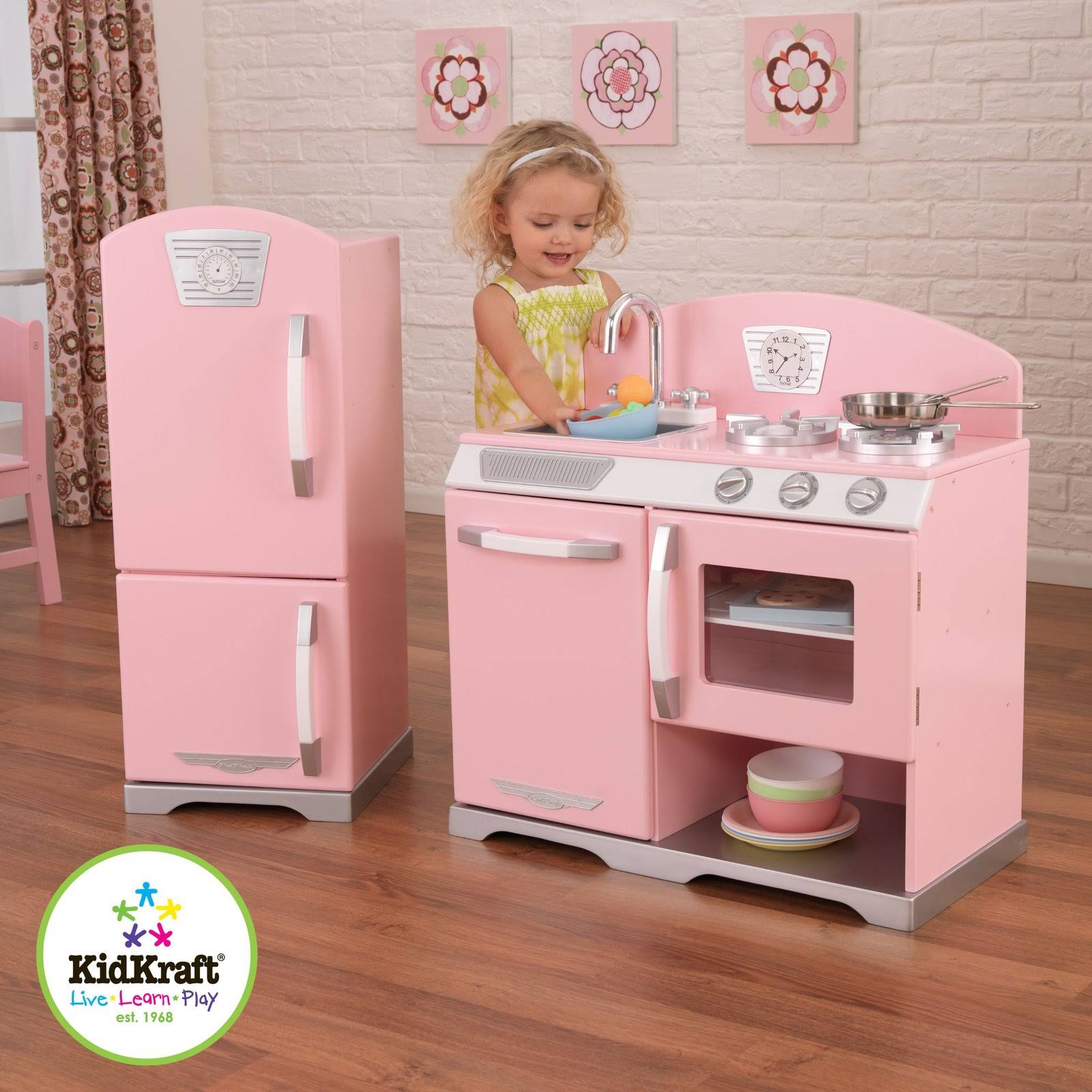 Pink Retro Kitchen and Refrigerator Y7017