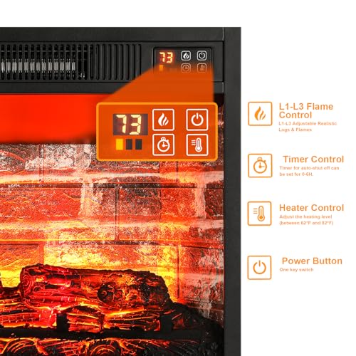 70" Electric Fireplace with Mantel, TV Stand with Storage, Remote Control U364739