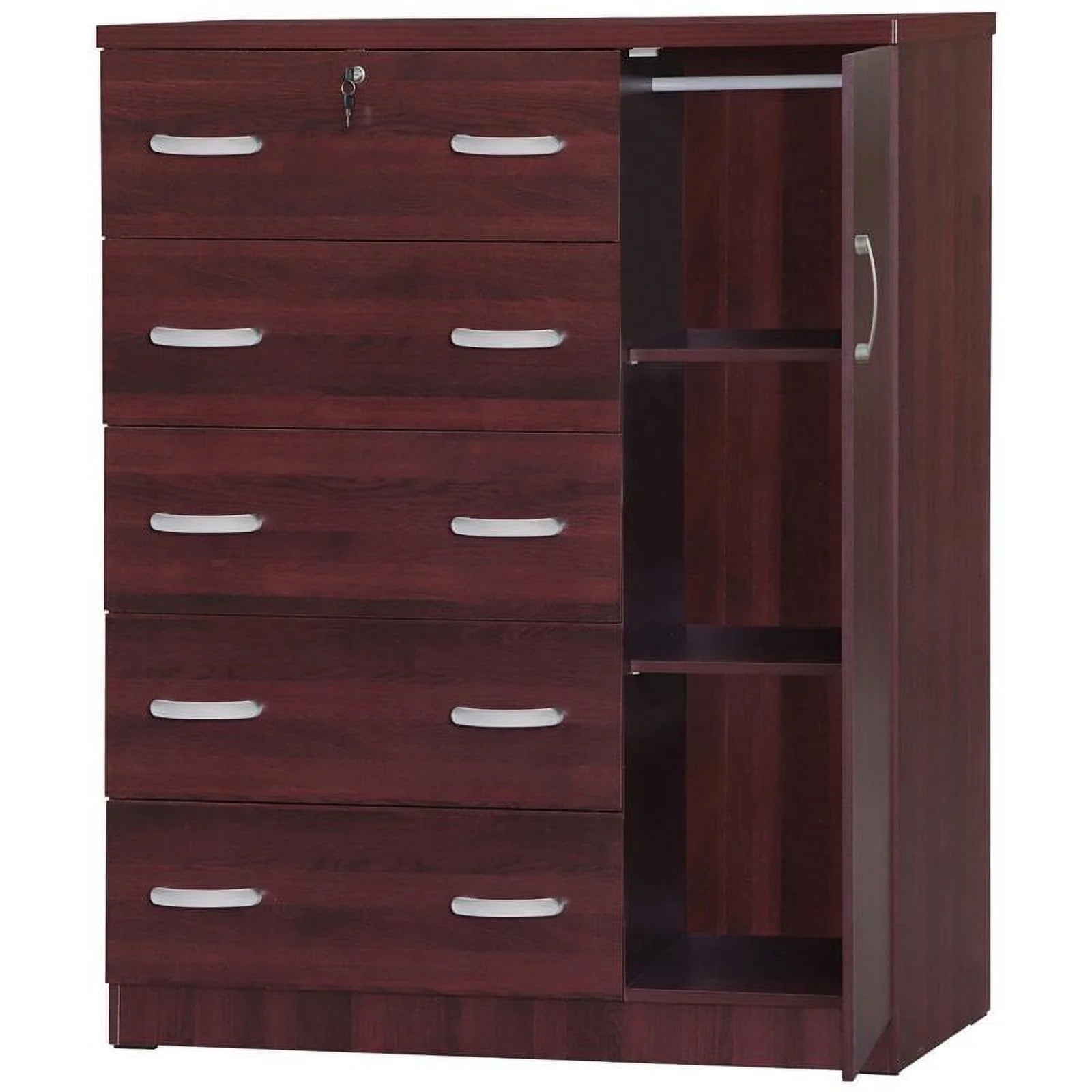 3-Piece Set with Queen Bed Tall Chest Wardrobe & Nightstand U557