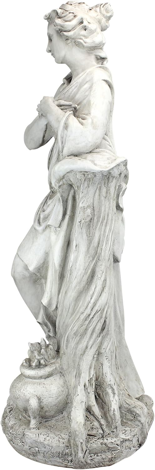 Winter Woman Garden Statue, 12 inches wide, 32 inches tall, Handcast Polyresin, Antique Stone Finish Z485