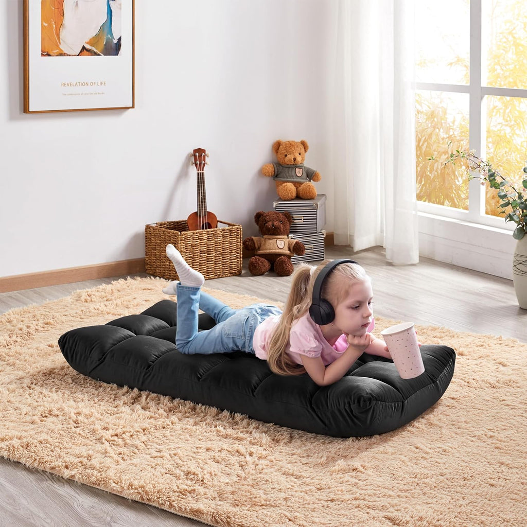Black Floor Folding Chair with Back Support C51671