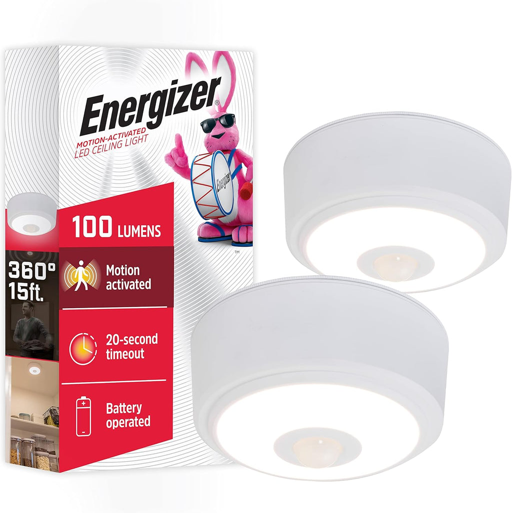 Motion Activated LED Ceiling Light, 2 Pack, Battery Operated, 100 Lumens, Wireless R528