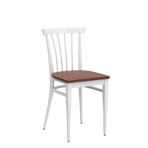 Heavy Duty Metal Dining Chair Set of 2 with Wood Seat, Black I715