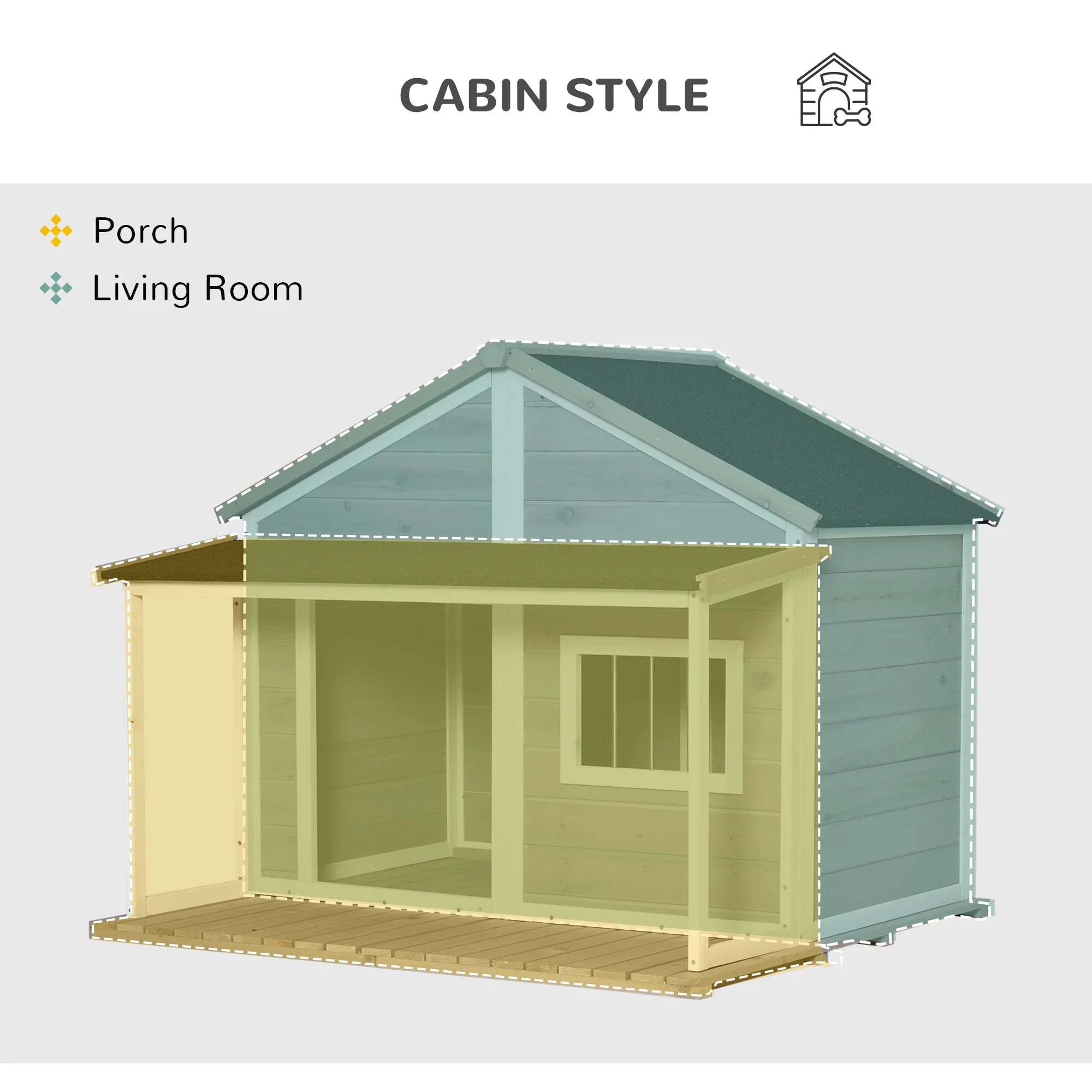Grey Wooden Outdoor Dog House with Asphalt Roof Z52755