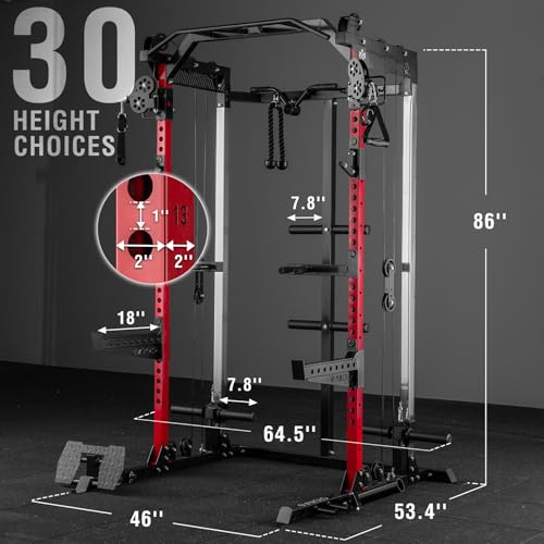 Power Cage Squat Rack with Cable Crossover System L45684