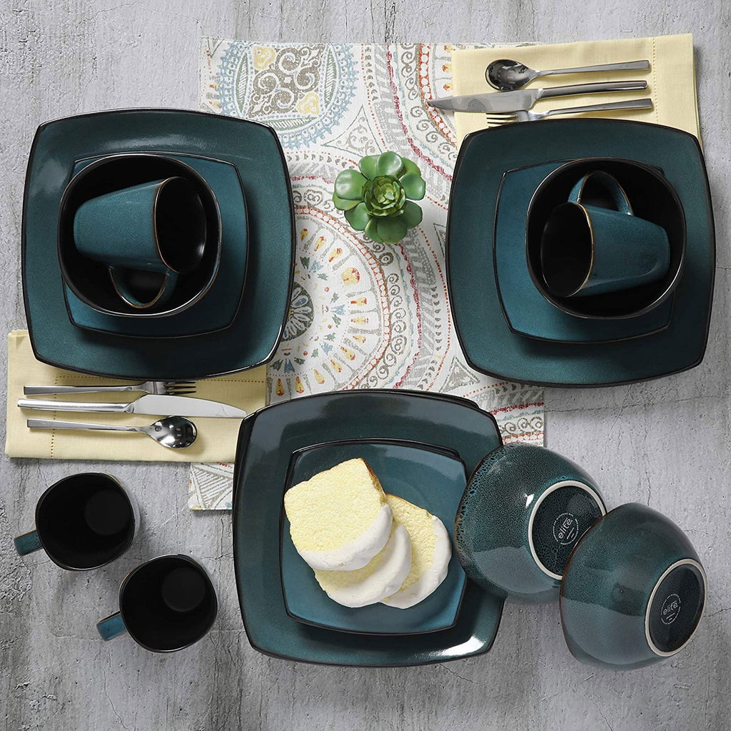 16 Pc Teal Dinnerware Set U30534