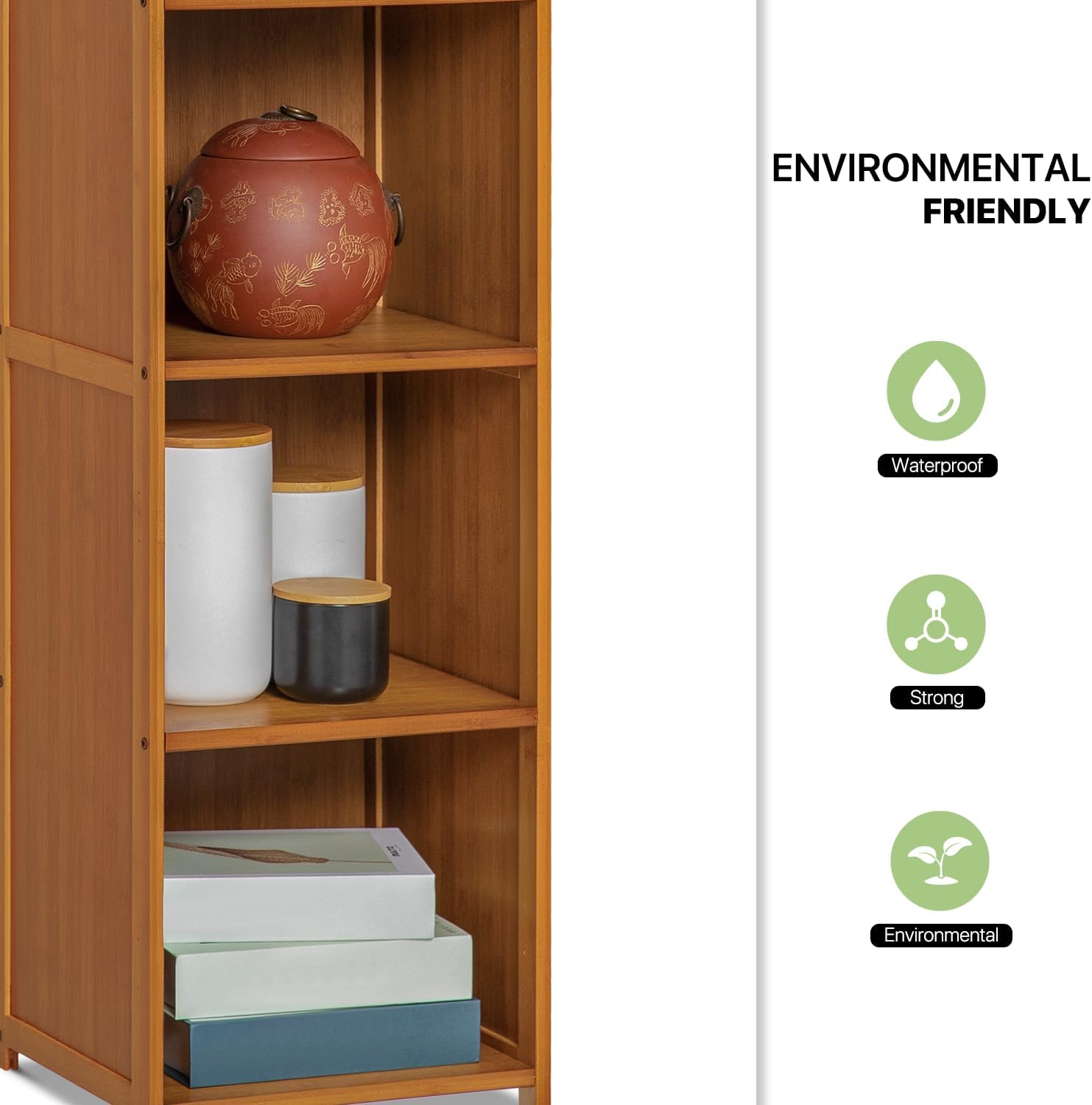 4-Tier Narrow Bamboo Bookcase M683