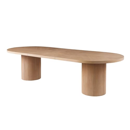 Black Oval Wooden Dining Table with Double Pedestal Base J25086