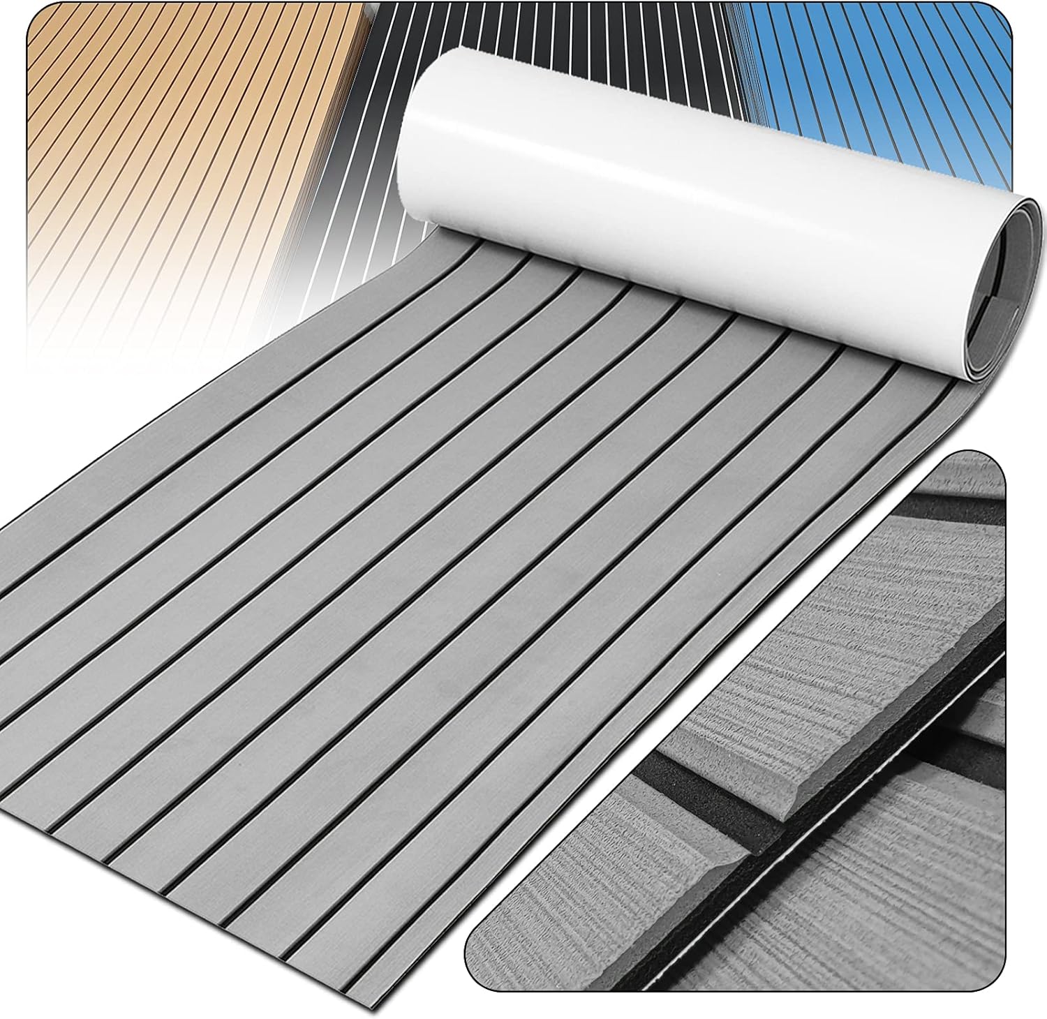 94.5''x35.4'' EVA Faux Teak Decking Sheet Pack of 2 E759639