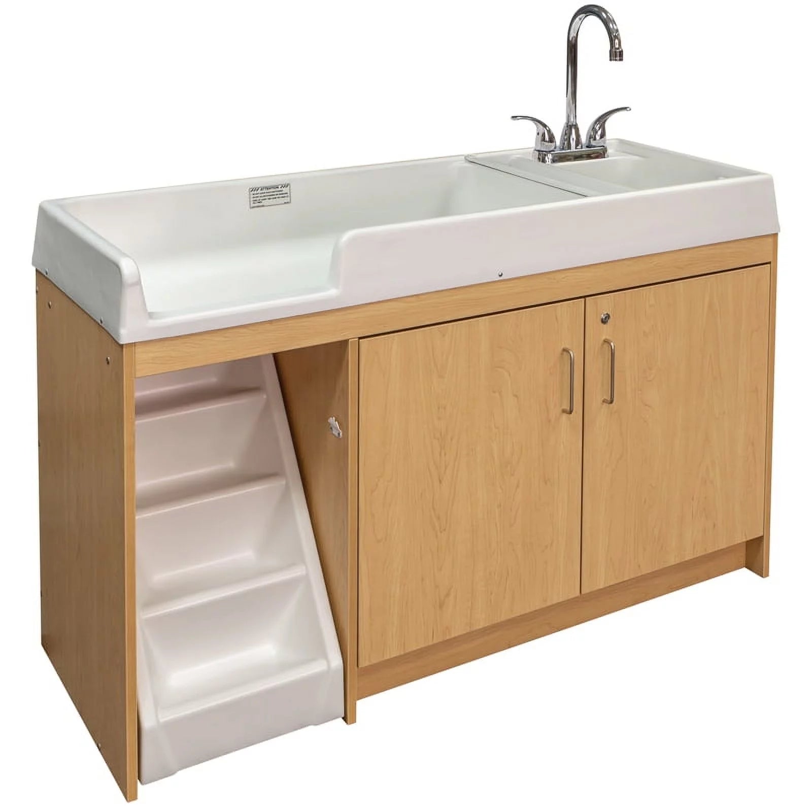 Maple Wood Toddler Changing Table with Sink and Steps Z6420