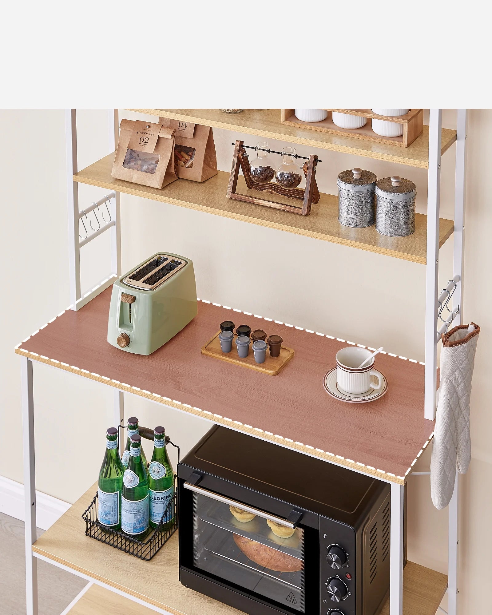 Oak and White Microwave Stand with Storage Shelf T227953
