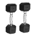 15lb Coated Rubber Hex Dumbbell Pair K865