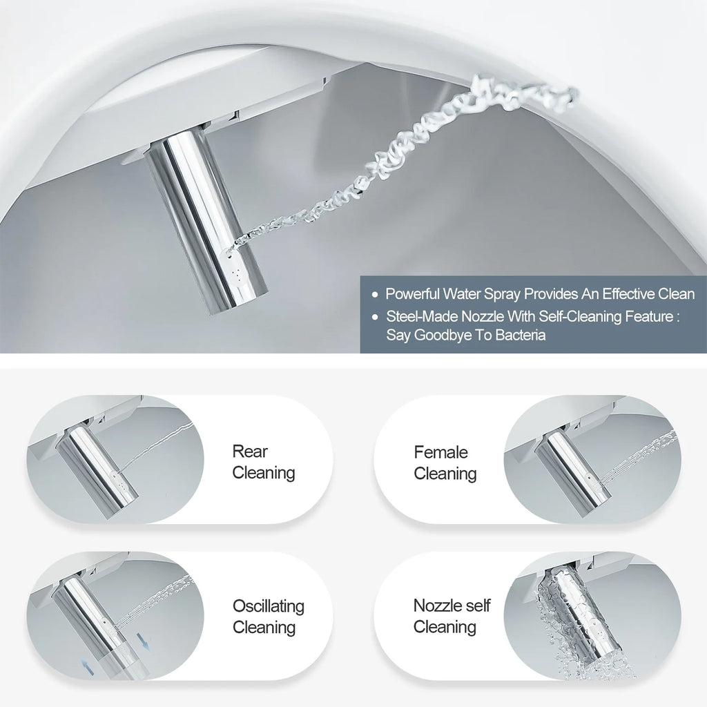 Elongated Smart Bidet Toilet Seat with Warm Air Dryer U513