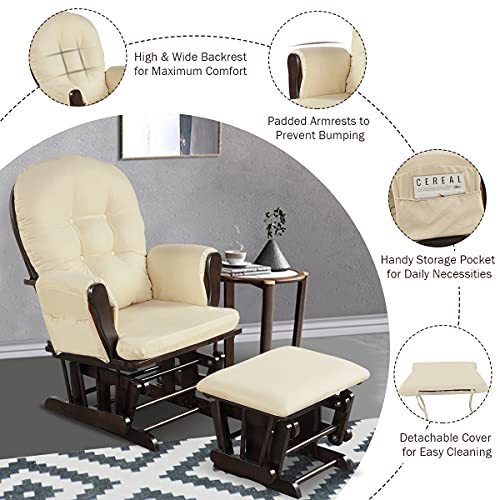 Brown Upholstered Nursery Glider with Ottoman X8327