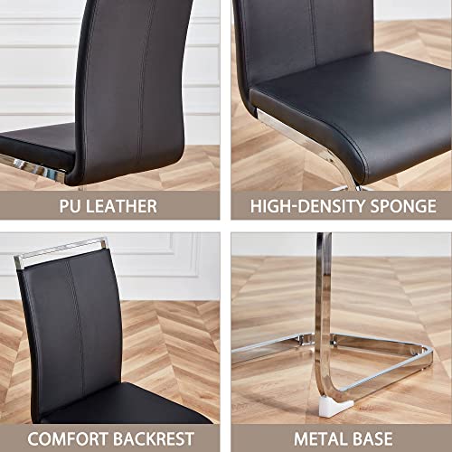 63" Faux Marble Dining Table Set with 6 PU Leather Upholstered Dining Chairs, 7 Piece T5388