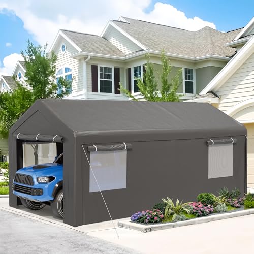Grey 10x20 ft Heavy Duty Carport with Removable Sidewalls M567076