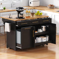 Black Kitchen Island with Storage and Drop Leaf V237420