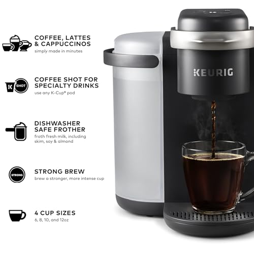 Single-Serve Coffee Maker with Milk Frother, Dark Charcoal V9843