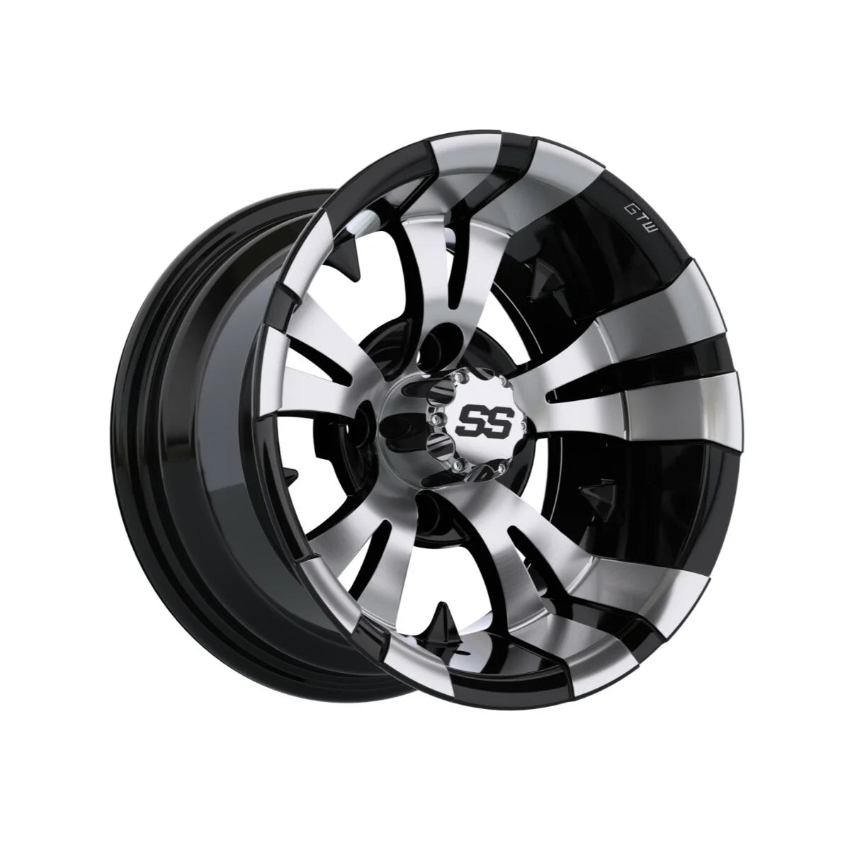 Set of 4 12 inch Black Golf Cart Wheel and Tire D68817