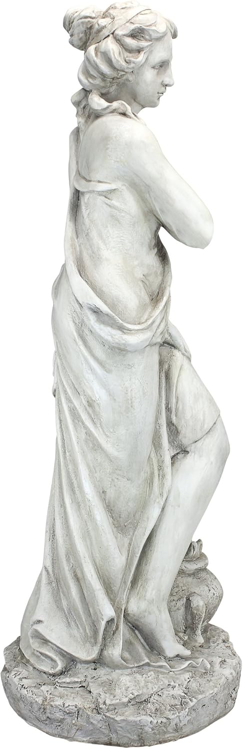 Winter Woman Garden Statue, 12 inches wide, 32 inches tall, Handcast Polyresin, Antique Stone Finish Z485