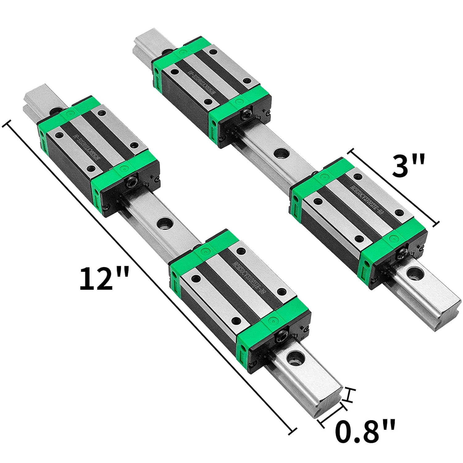 2X Linear Guideway Rail 4X Square Type Carriage Bearing Block Linear Rail Support for 15mm Slotted Bearings Z6524