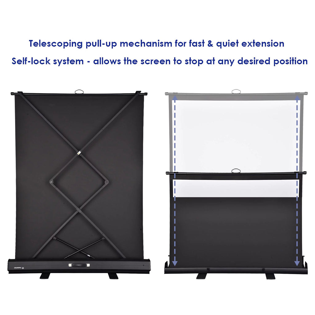 60" Pull Up Portable Floor Projector Screen 48"x36" 1.3 Gain 4:3 HD Projection Screen with Aluminum Case G82900
