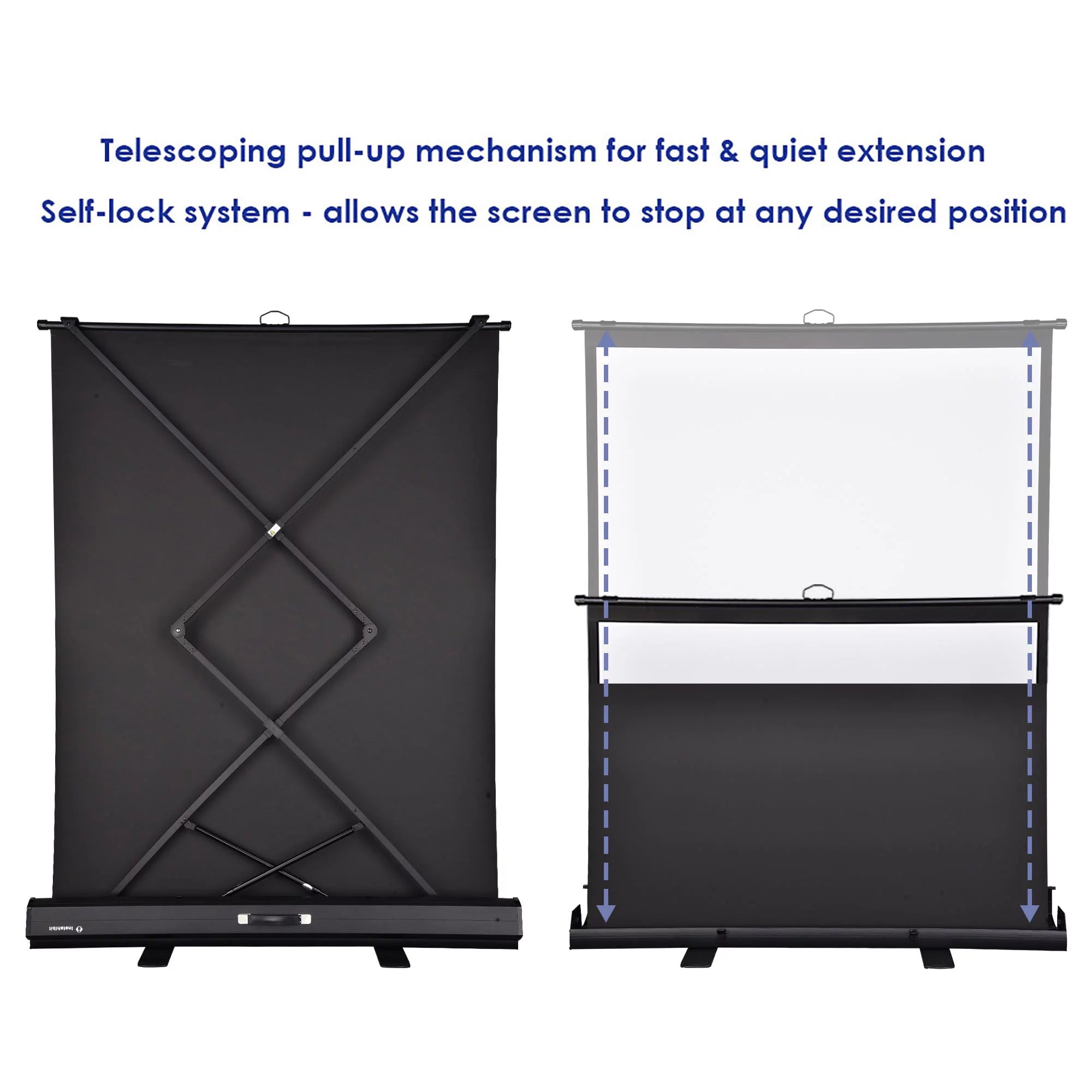 60" Pull Up Portable Floor Projector Screen 48"x36" 1.3 Gain 4:3 HD Projection Screen with Aluminum Case G82900