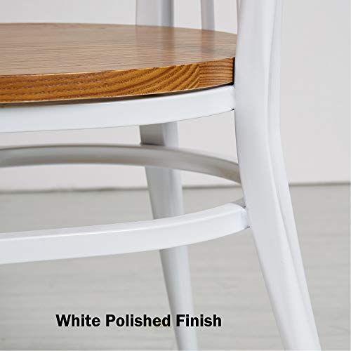 Heavy Duty Metal Dining Chair Set of 2 with Wood Seat, Black I715