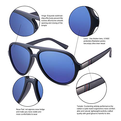 Polarized Plastic Lightweight Double Bridge Frame UV Protection Sunglasses U4013