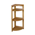 Medium Oak Wood 3-Shelf Foldable Corner Bookcase O1559
