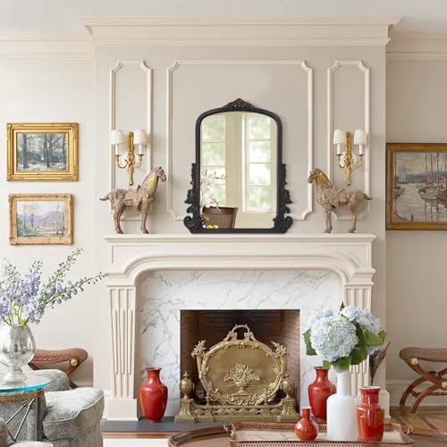 Black Antique Arched Wooden Frame Mirror Y1169