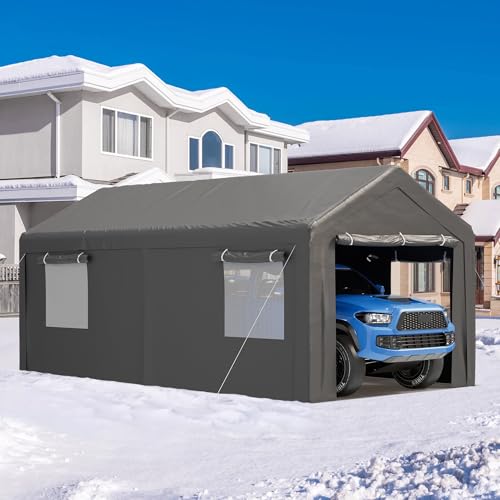 Grey 10x20 ft Heavy Duty Carport with Removable Sidewalls M567076
