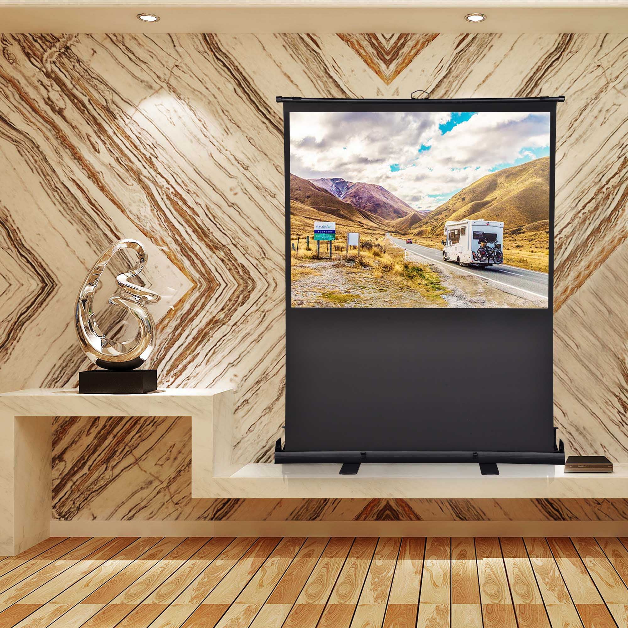 60" Pull Up Portable Floor Projector Screen 48"x36" 1.3 Gain 4:3 HD Projection Screen with Aluminum Case G82900