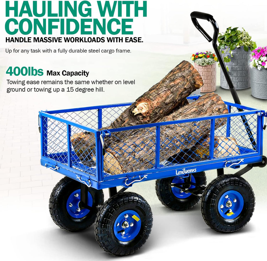 Blue All Terrain Utility Cart with Removable Side Meshes N338