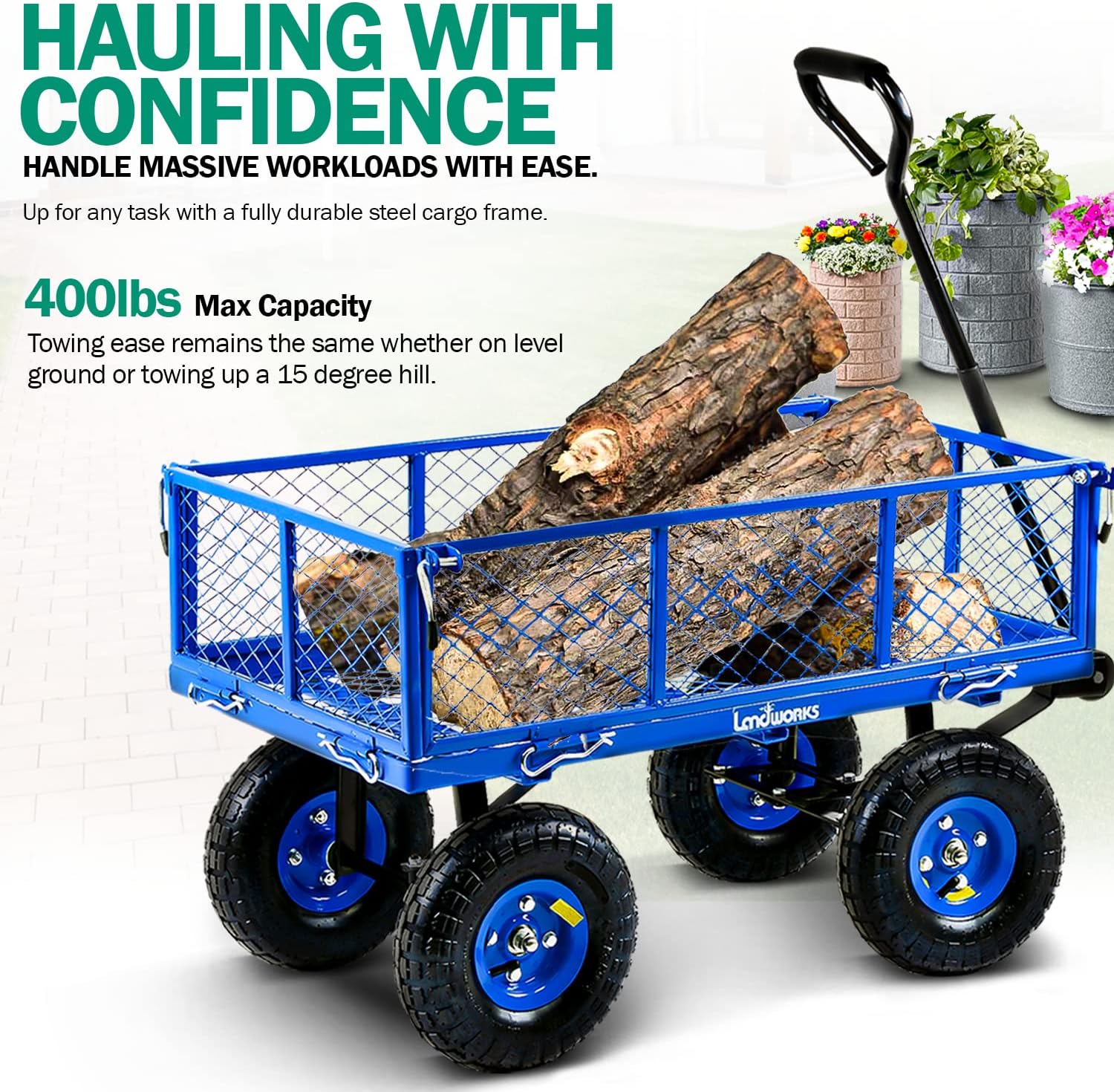 Blue All Terrain Utility Cart with Removable Side Meshes N338