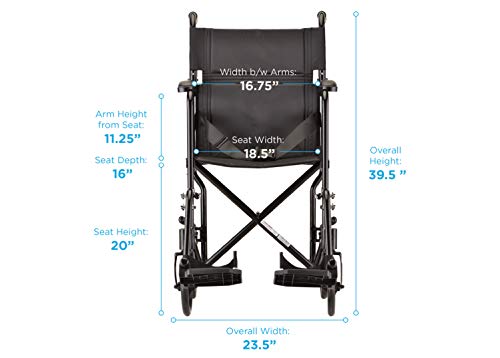 Black Lightweight Transport Chair with Swing Away Footrest H485971