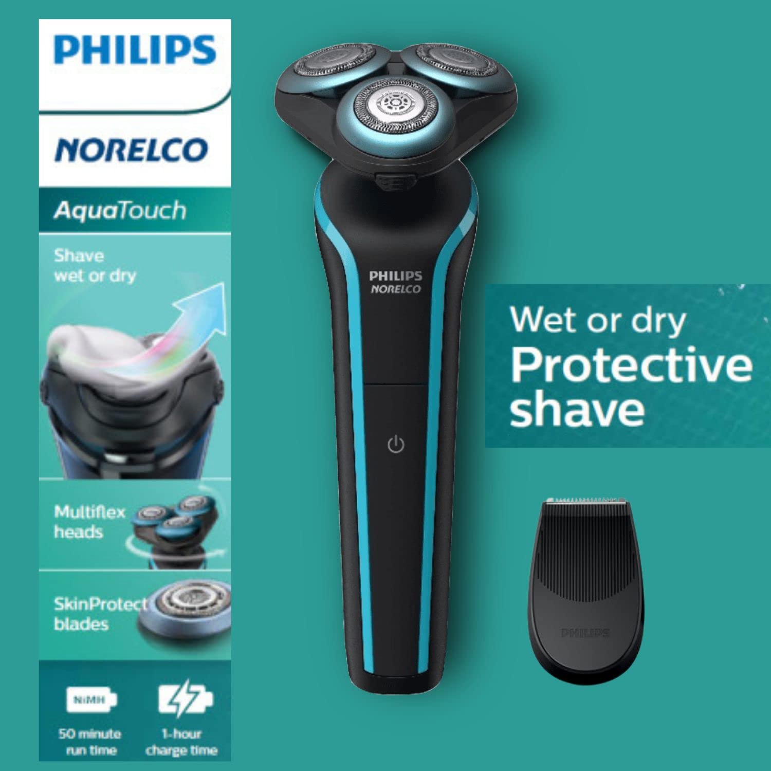 Rechargeable Wet & Dry Cordless Electric Shaver with Precision Beard Trimmer W72320