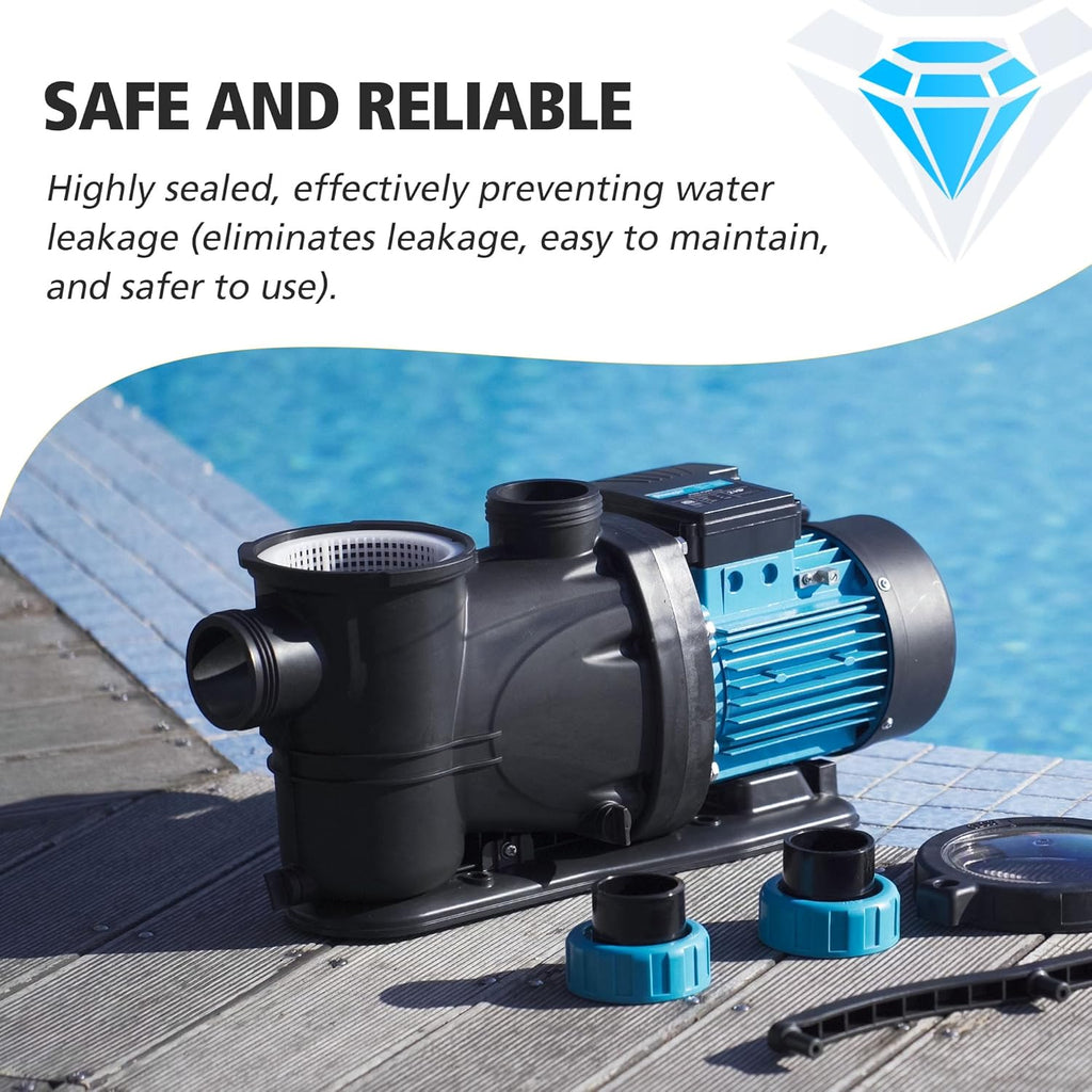 2HP 6950 GPH 115V Single Speed Self Priming Pool Pump with Strainer Basket Y607