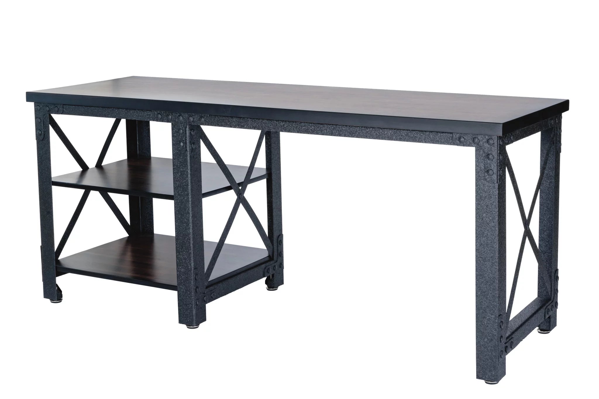 72" Industrial Metal & Wood Desk with Shelves F133866