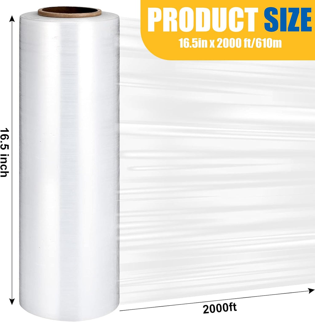 16.5 Inch x 2000 ft 65 Gauges Clear Cling Film PE Shrink Wrap R16189