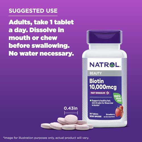 Biotin 10000mcg Dietary Supplement, 200 Tablets X78305