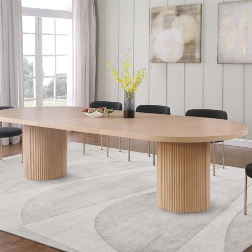 Black Oval Wooden Dining Table with Double Pedestal Base J25086