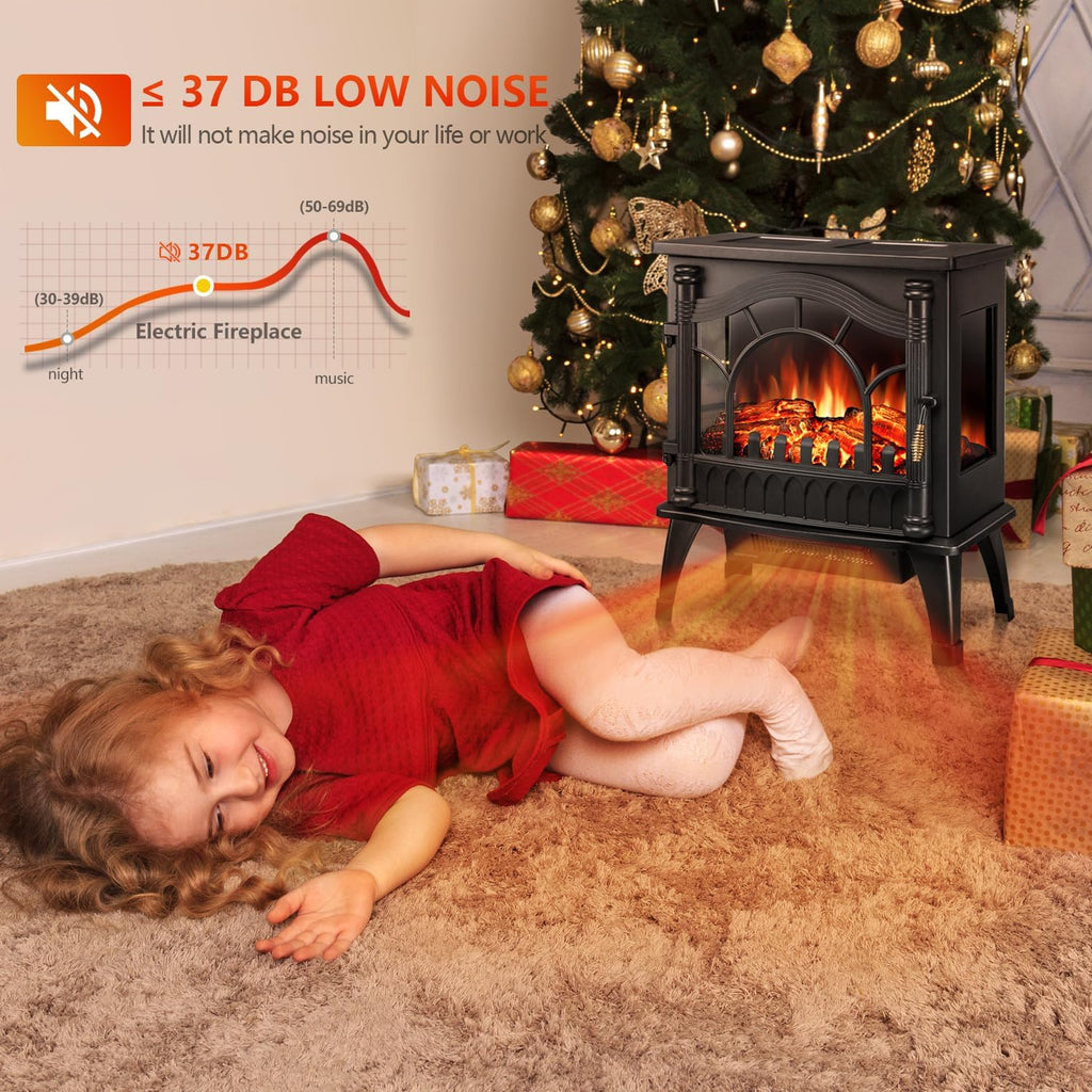 20" Freestanding Electric Fireplace Heater with 3D Flame Effects Q49625