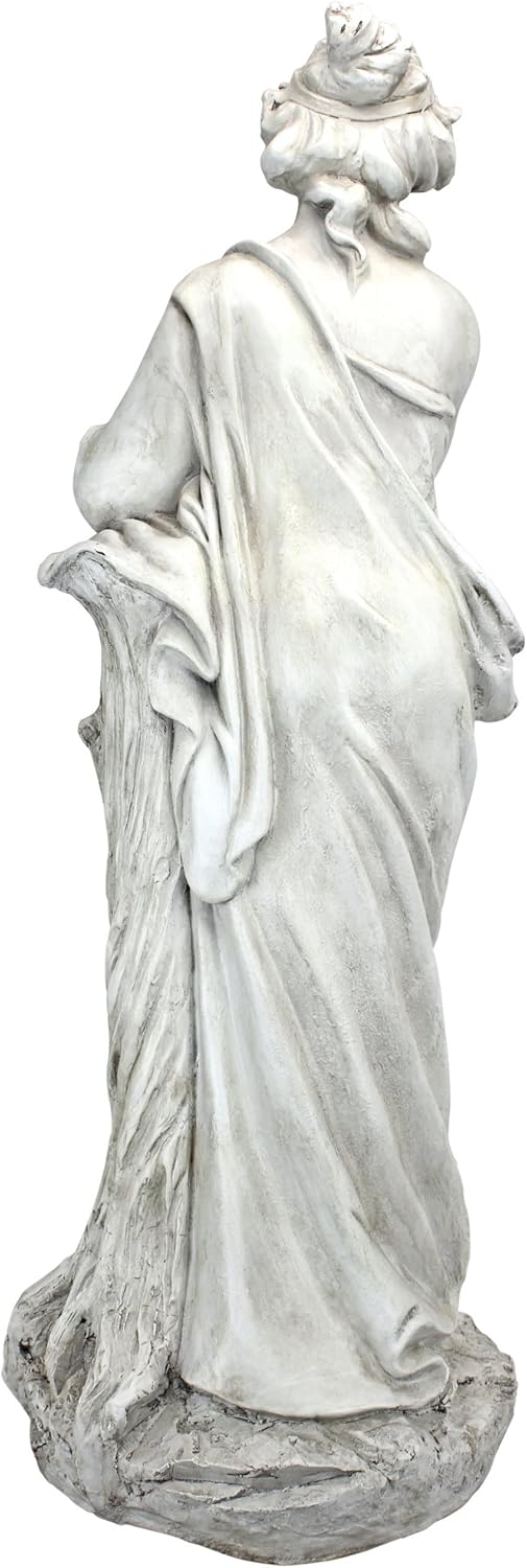 Winter Woman Garden Statue, 12 inches wide, 32 inches tall, Handcast Polyresin, Antique Stone Finish Z485