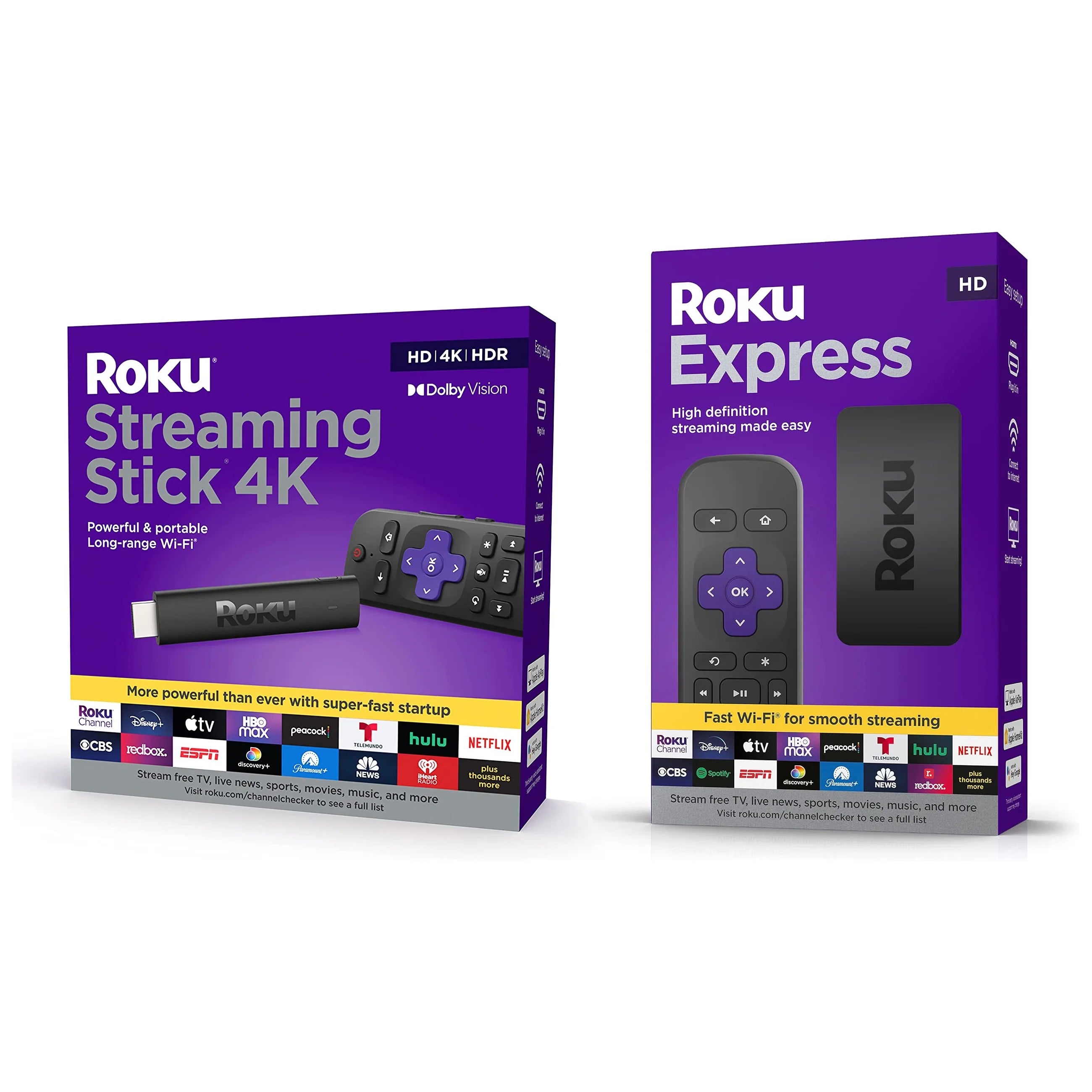 Roku Streaming Stick 4K with Voice Remote and Roku Express HD Bundle V60219