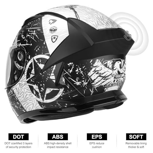 Lightweight Full Face Motorcycle Helmet with Extra Tinted Visor V3501