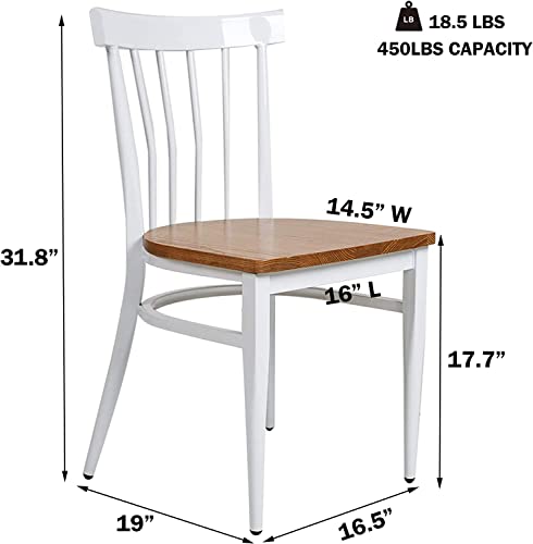 Heavy Duty Metal Dining Chair Set of 2 with Wood Seat, Black I715