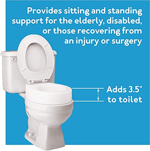 Toilet Seat Riser, Elongated Raised Toilet Seat, 3.5 inches, 300 Pound Weight Capacity F338