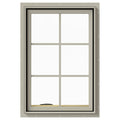 24 in. x 36 in. Desert Sand Painted Clad Wood Left-Handed Casement Window with Colonial Grids I931