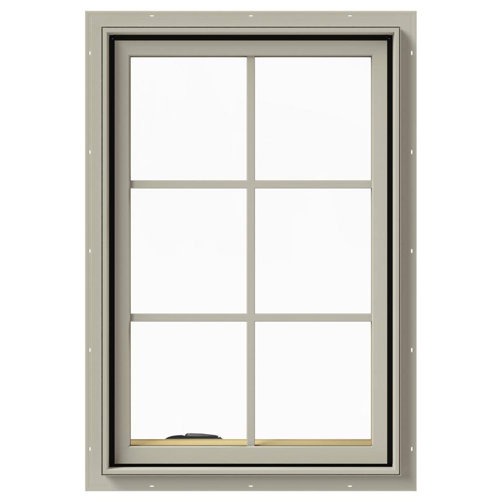 24 in. x 36 in. Desert Sand Painted Clad Wood Left-Handed Casement Window with Colonial Grids I931